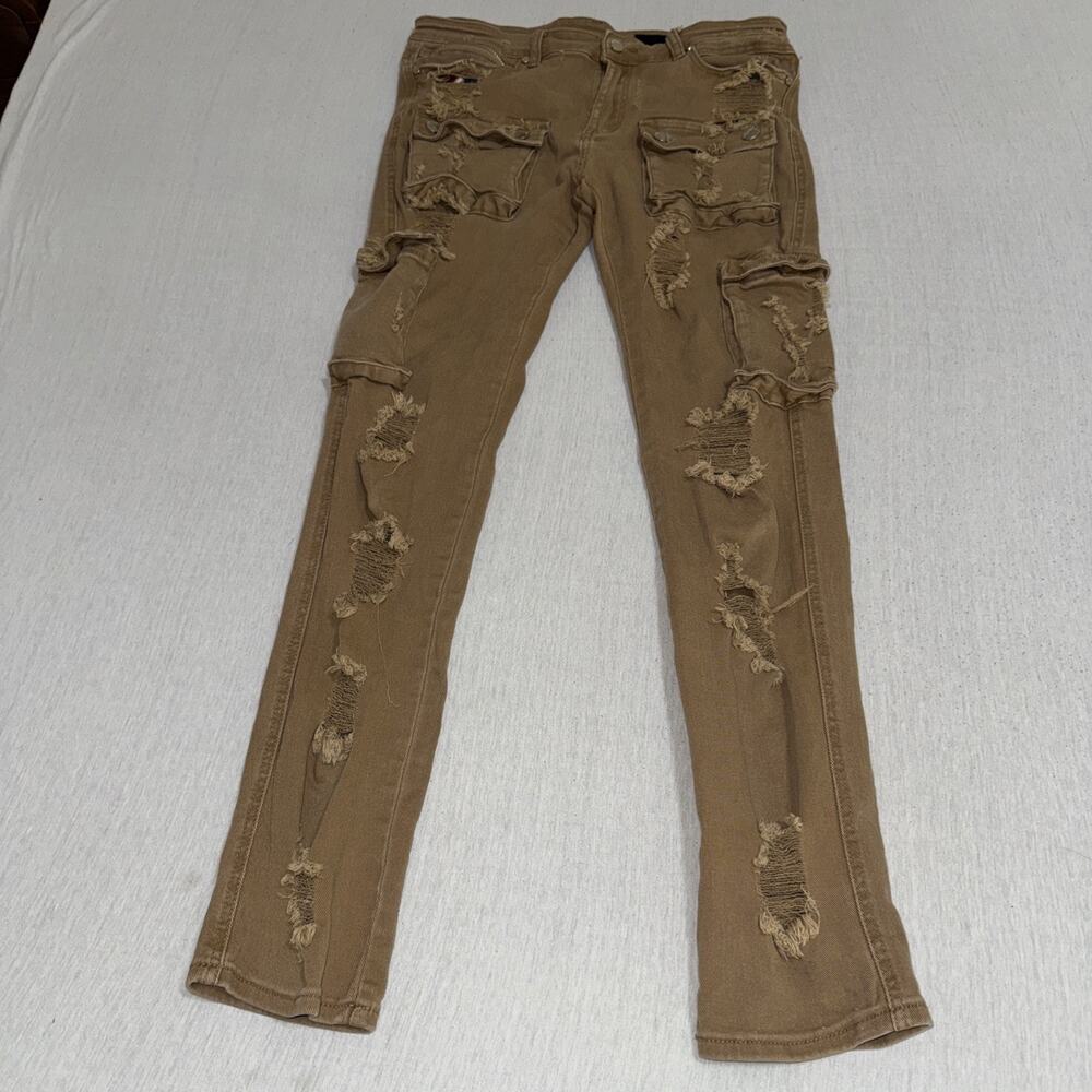 Rockstar Original RSK205 Brown Factory Distressed Denim Jeans 36x32